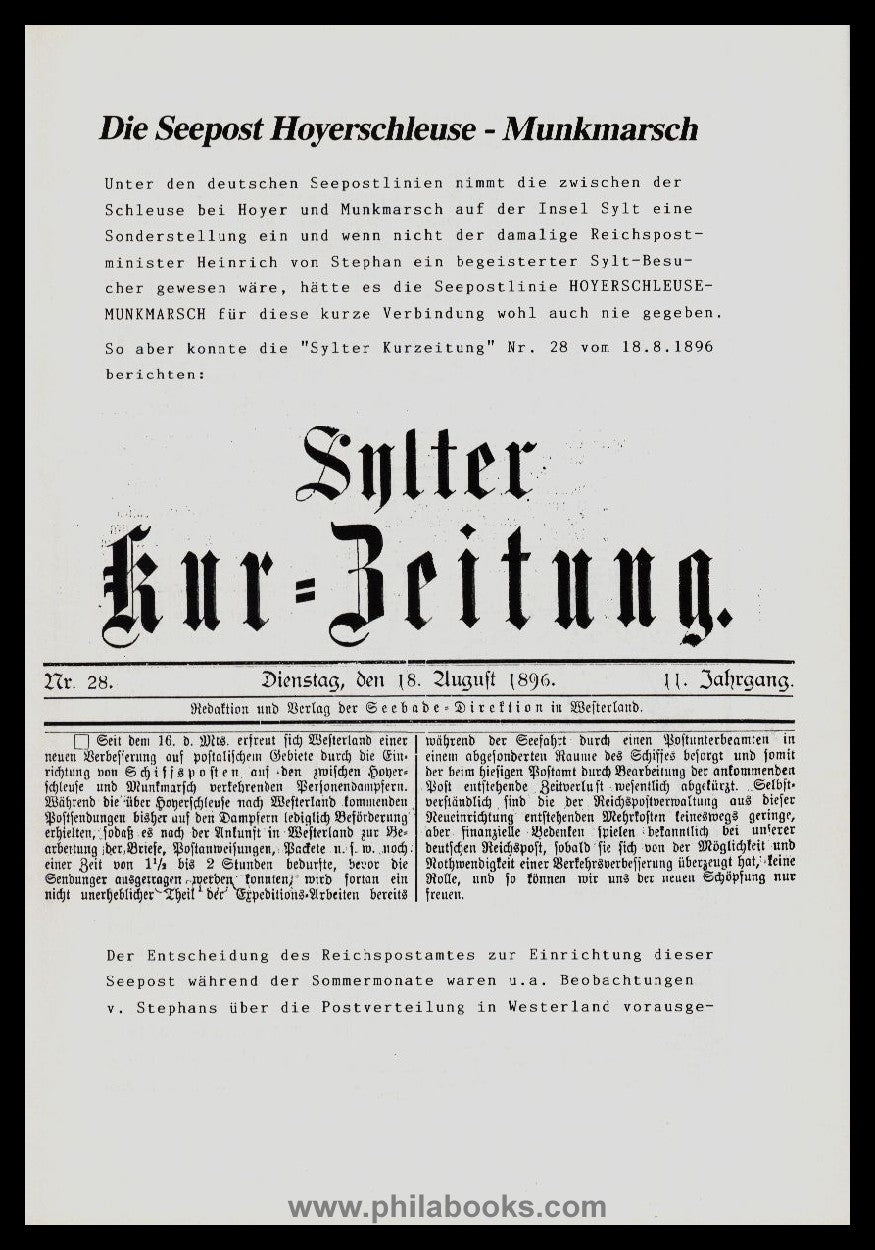 Klauke, F., Das Postwesen auf der Insel Sylt bis zur Gründung des  ...