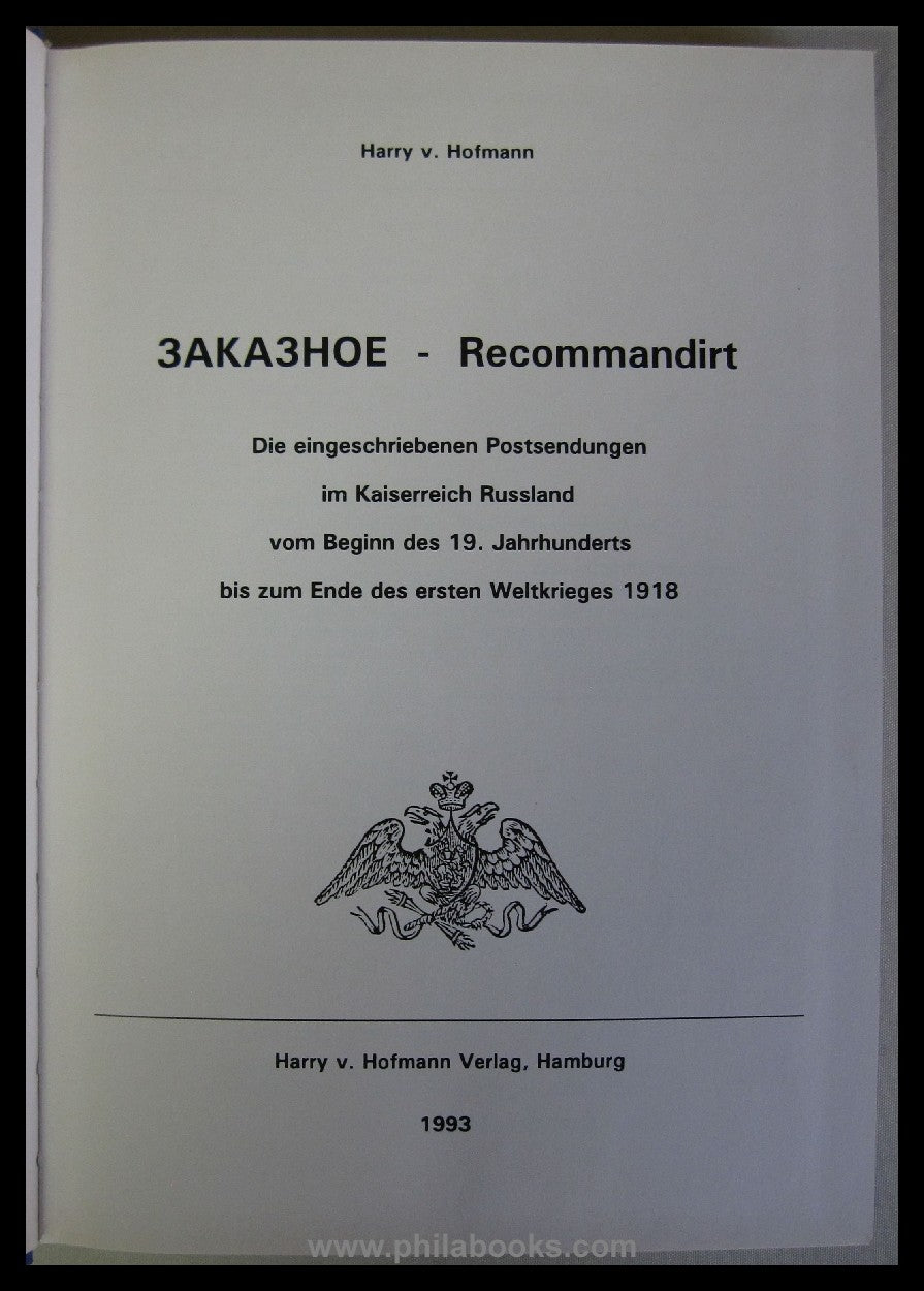 Hofmann, v. H., 3AKA3HOE - Recommended, The registered mail...