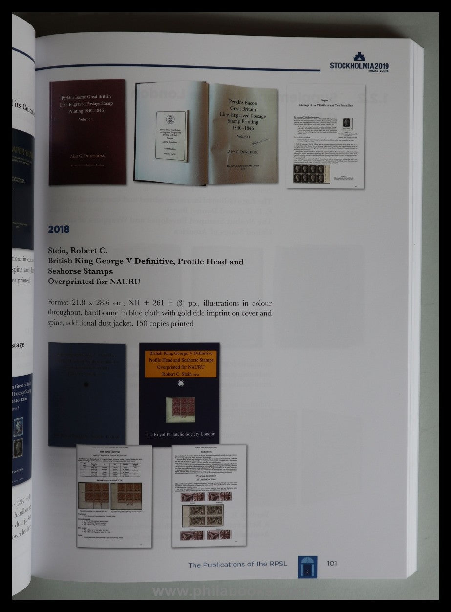 Stockholmia 2019, Library Catalogue, 2019, hier der für Sammler ph ...