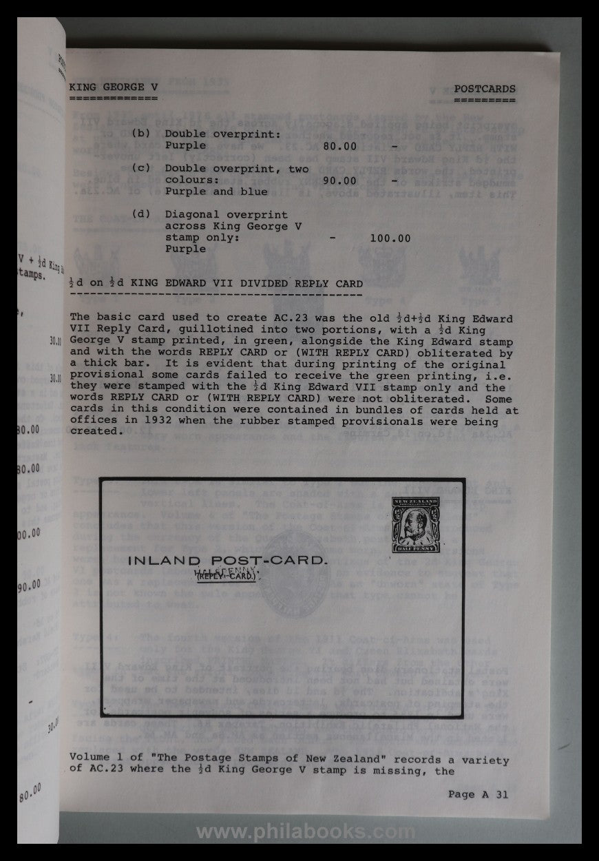 Samuel, R.D. New Zealand Postal Stationery Catalogue, Part 1-5: Po ...