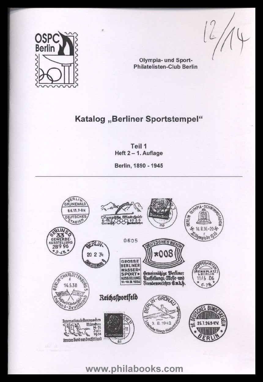 OSPC Berlin, Katalog ''Berliner Sportstempel'', 1890-1945, 2012-14 ...