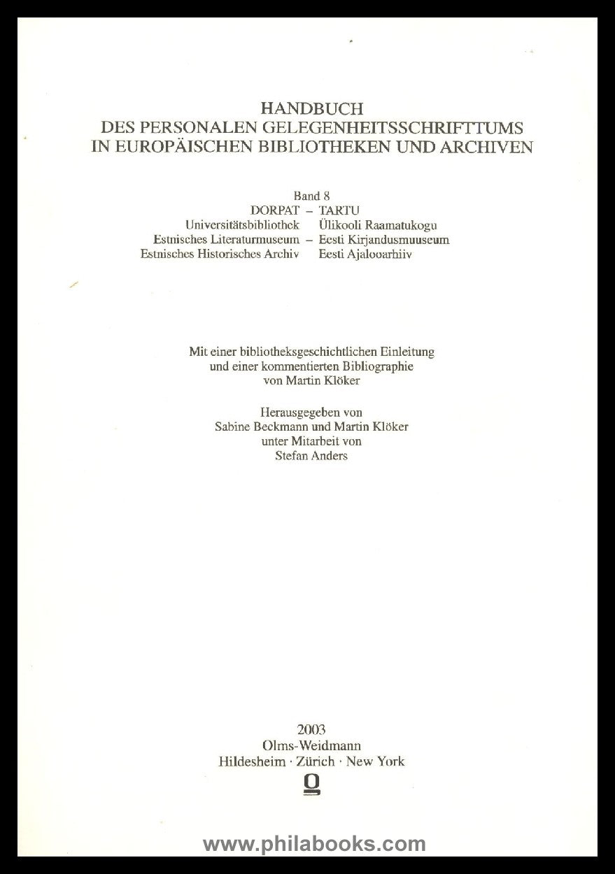 Handbuch des Personalen Gelegenheitsschrifttums in europäischen Bi ...