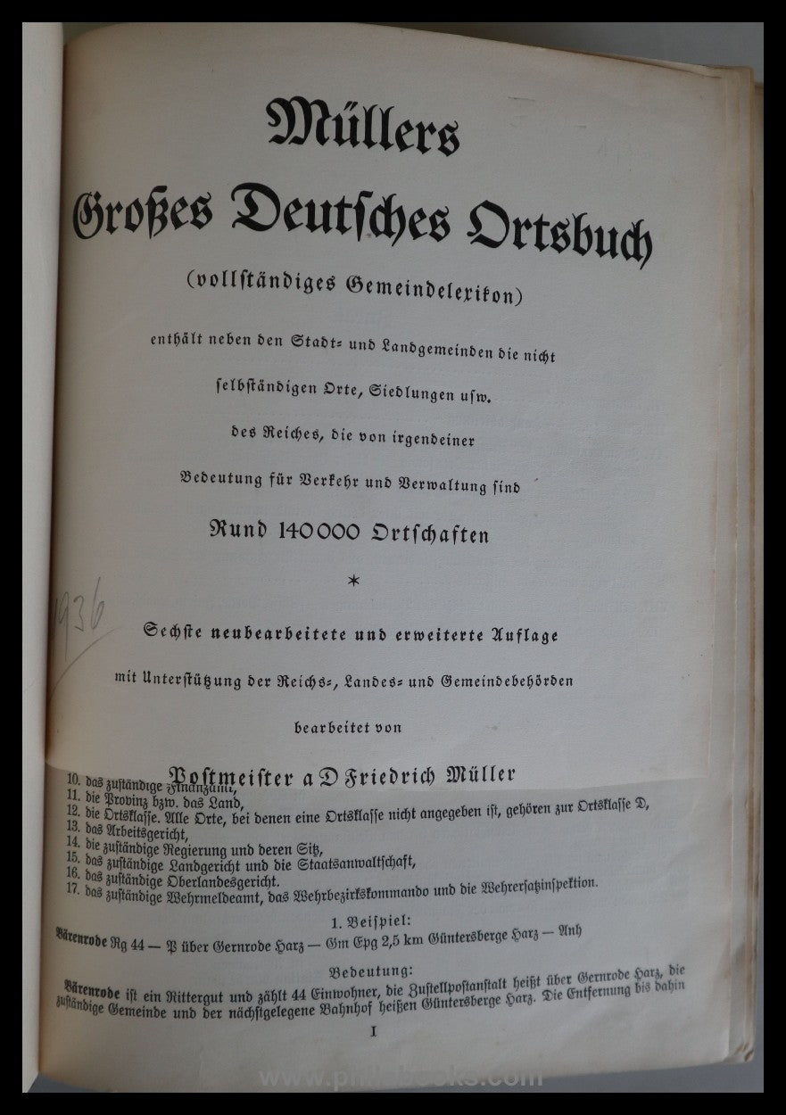 1936, Müller's Large German Local Register, Complete Municipality...