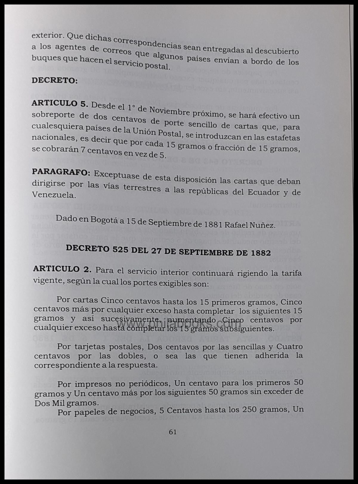 Valenzuela Acosta, C., Historia Postal de las Tarifas de los Corre ...