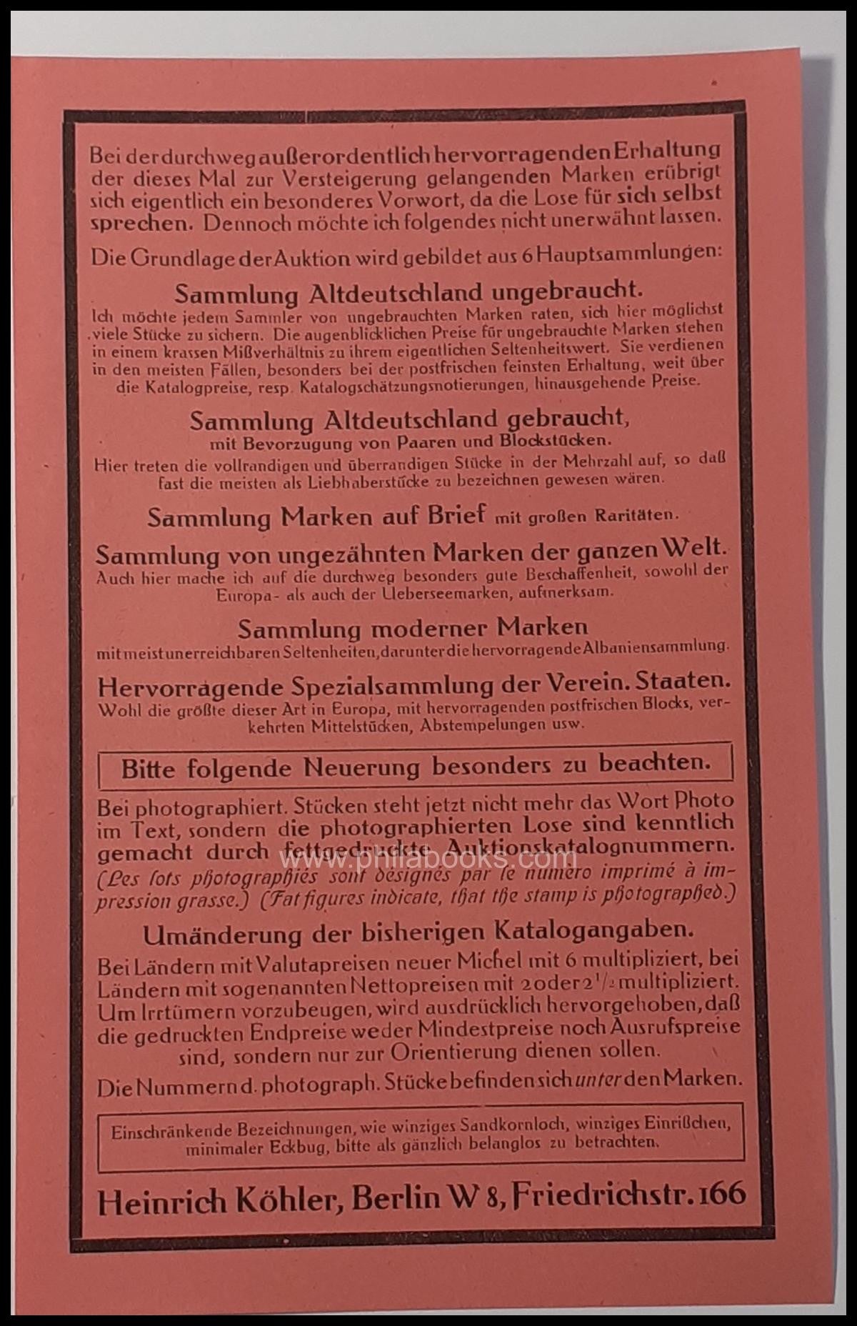 HeinrichKöhler, Auktion 027, 1922-03