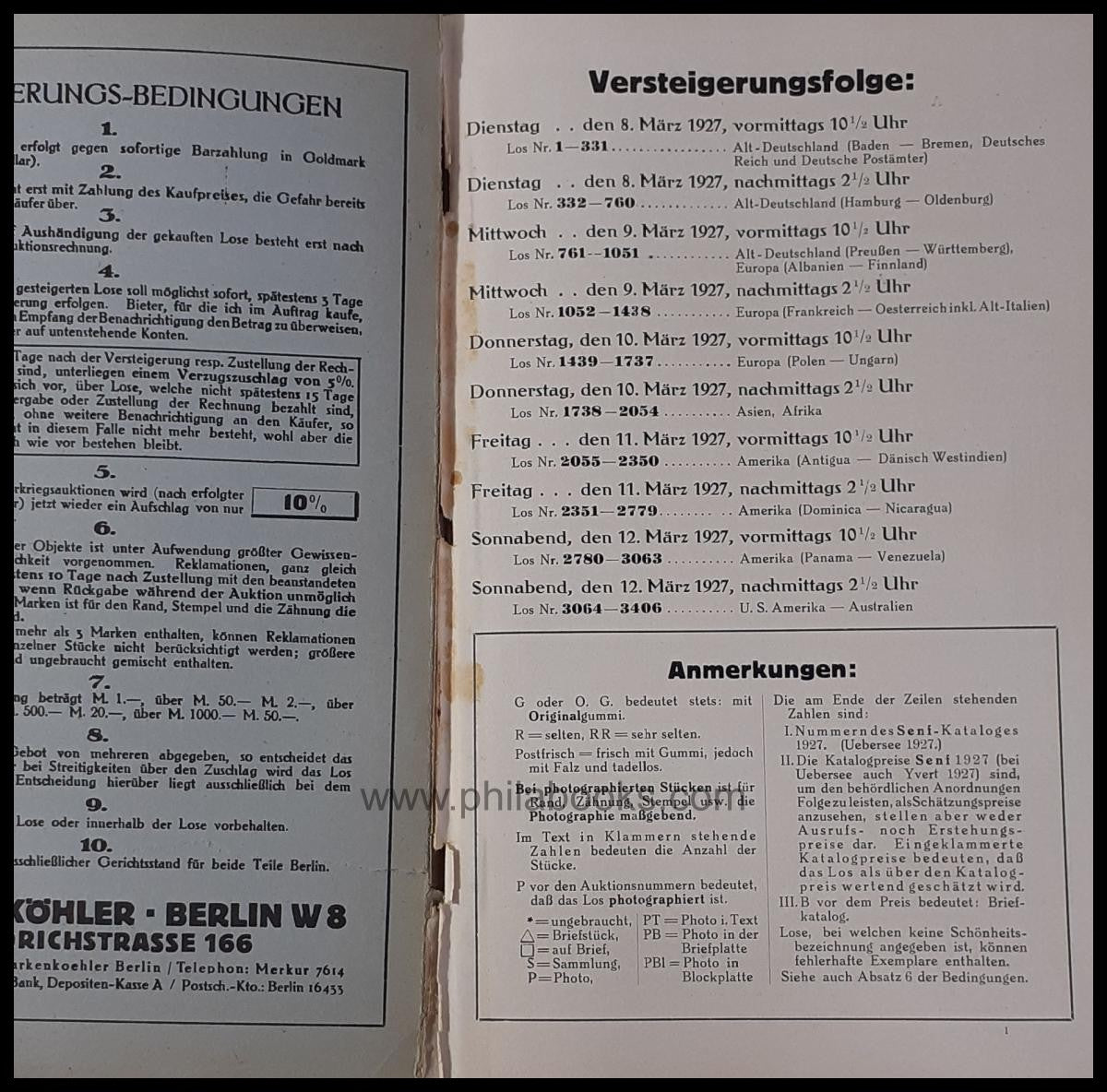 Heinrich Köhler, Auction 046, 1927-03