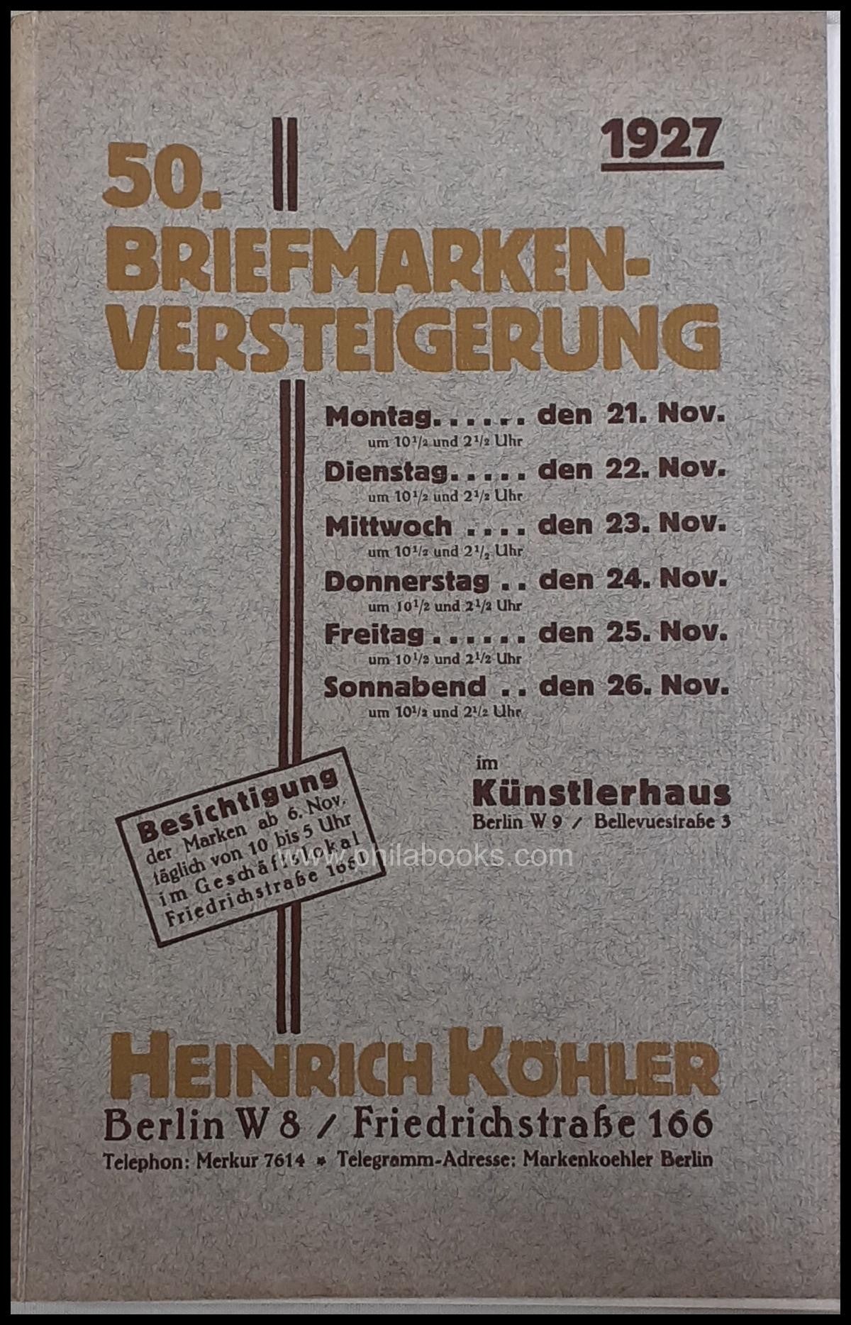 HeinrichKöhler, Auktion 050, 1927-11 'Lindberg'