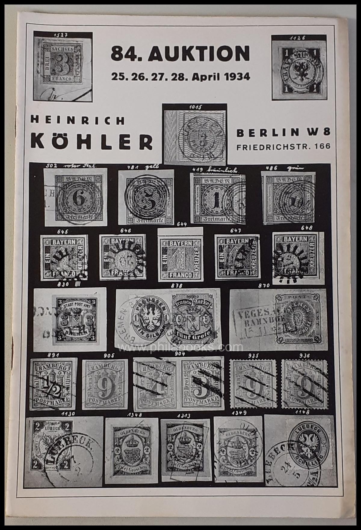 Heinrich Köhler, Briefmarken-Auktion Nr. 84, im Künstlerhaus Berli ...