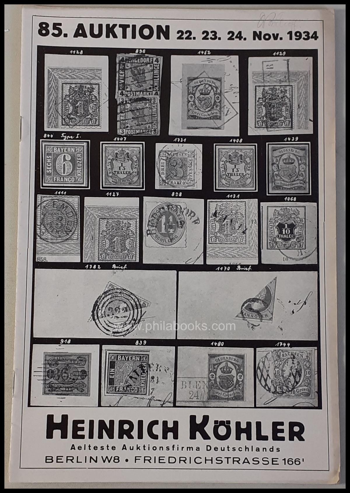 HeinrichKöhler, Auktion 085, 1934-11