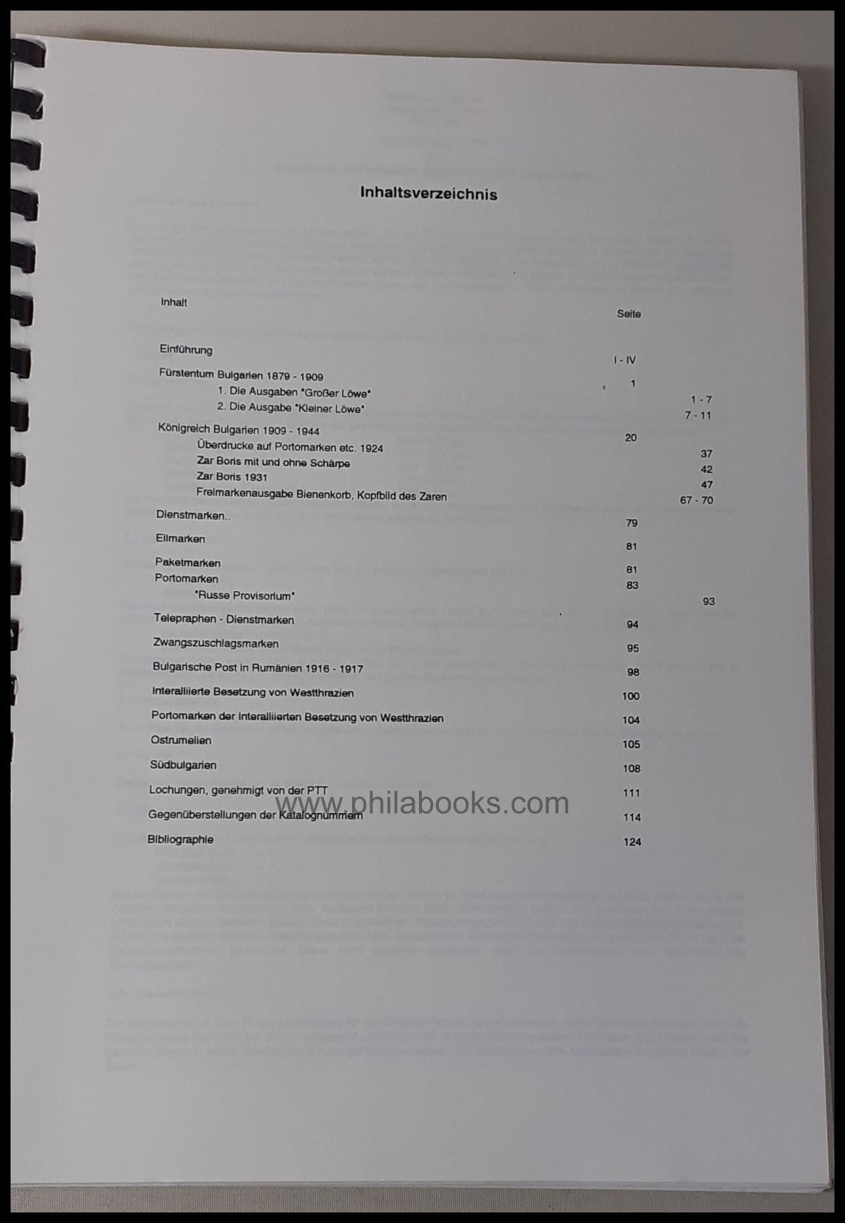 Weinbrecht, R., Handbuch Bulgarien, Postwertzeichen Teil 1, 1879-1 ...