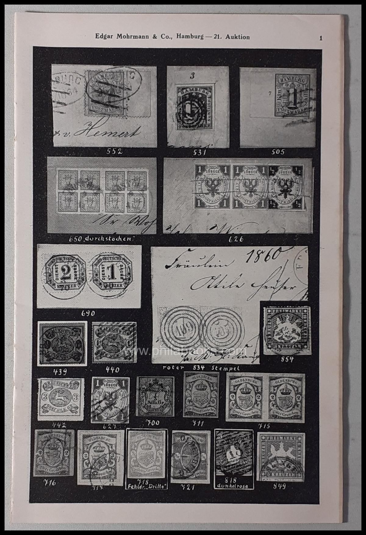 Mohrmann, Edgar: Katalog der 21. Auktion komplett mit Tafeln, 07.- ...