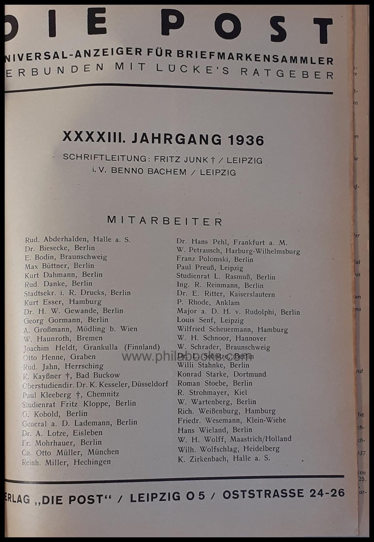 Die Post 1936-1940, 5 Jahrgänge privat in gefälligem Halbleinen id ...