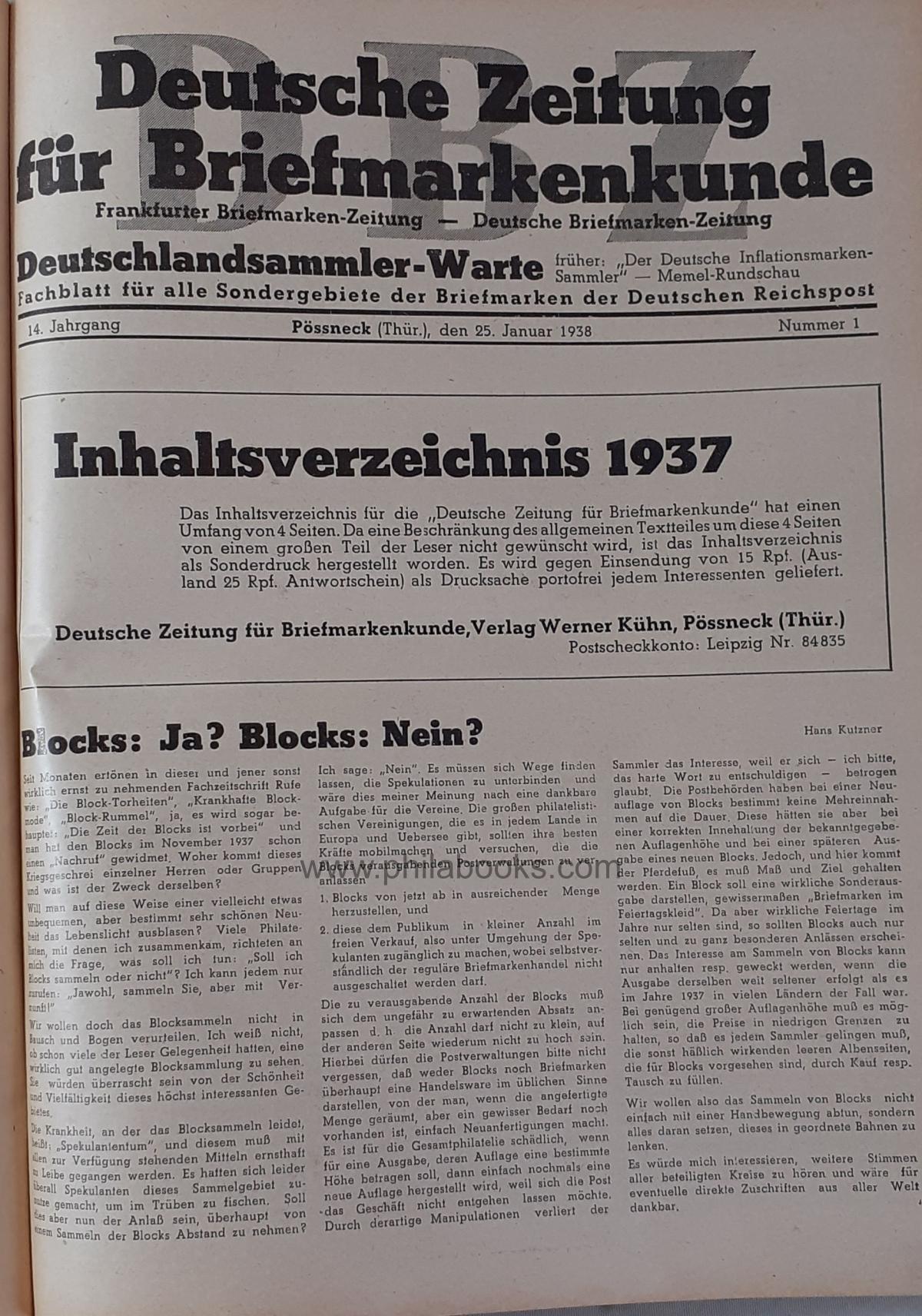 German Journal for Stamp Studies, Pössneck (Thuringia), 14th year ...