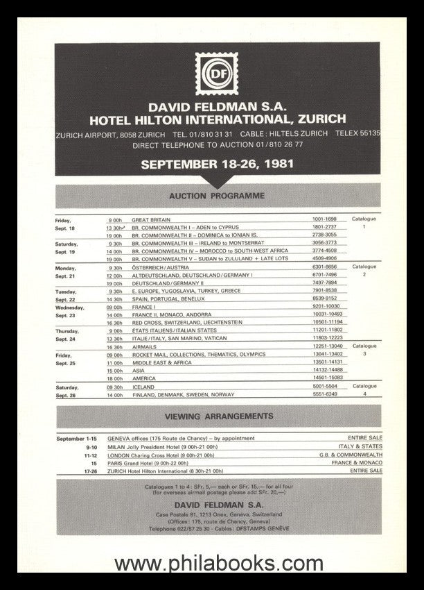 Feldman, Auktion 004, 1981-09 'Hekla', Skandinavien, Island