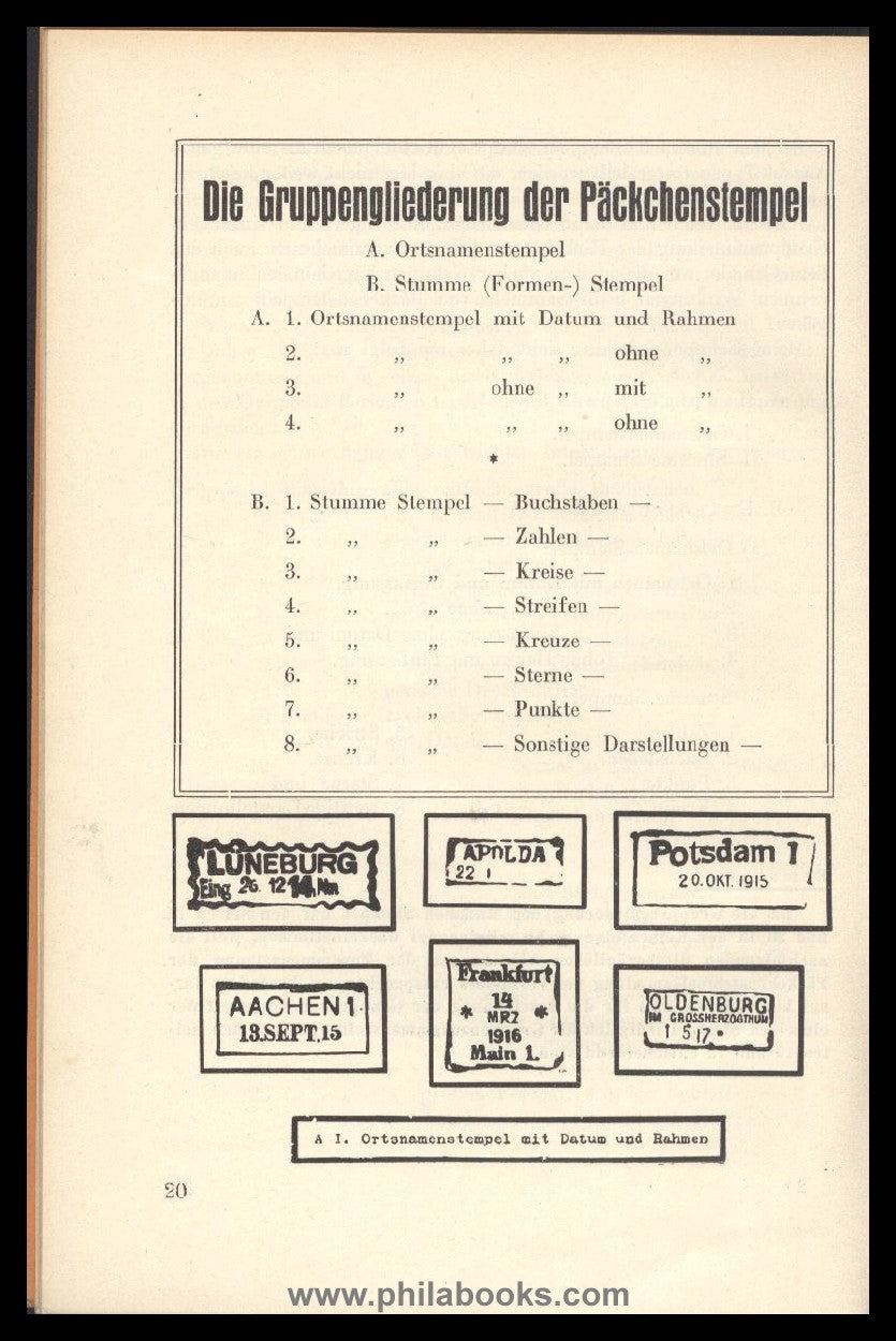 Stoebe, R., Die deutschen Päckchenstempel, herausgegeben von Infla ...